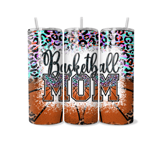 Basketball Mom (Multi Leopard)- 20 oz Skinny Tumbler