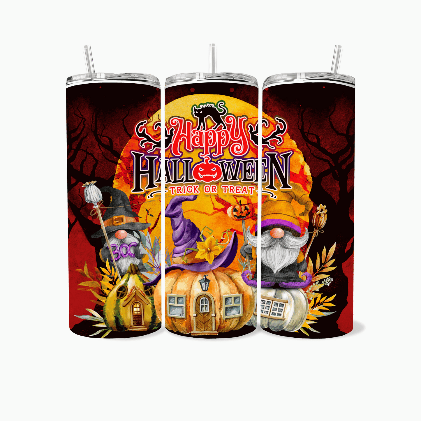 Happy Halloween Gnomes- 20 oz Skinny Tumbler