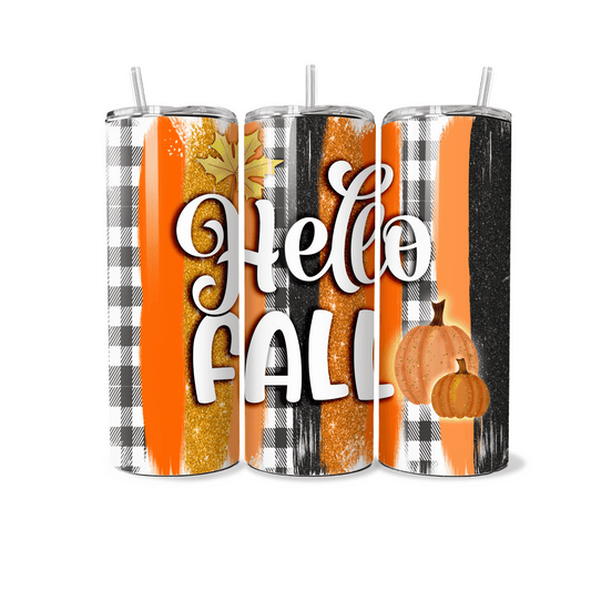 Hello Fall Plaid- 20 oz Skinny Tumbler