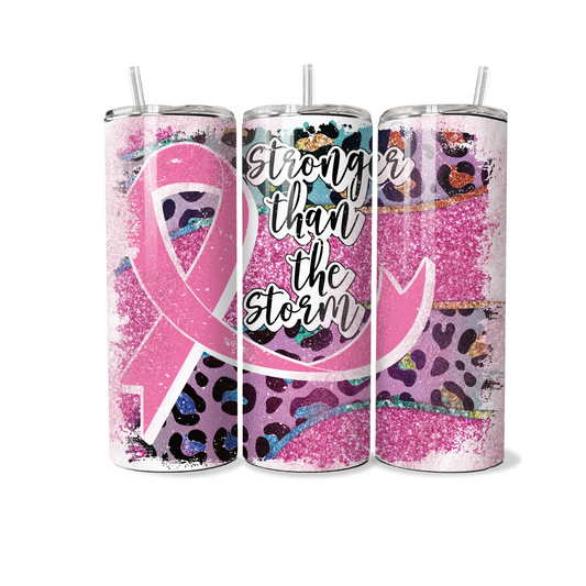 Breast Cancer-Strong than the Storm- 20 oz Skinny Tumbler