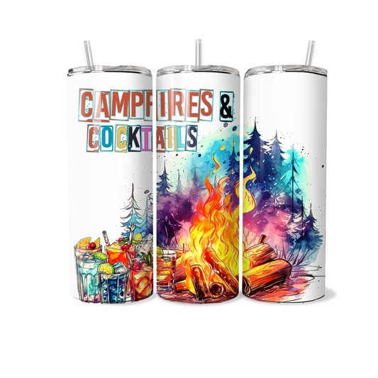 Campfires and Cocktails- 20 oz Skinny Tumbler