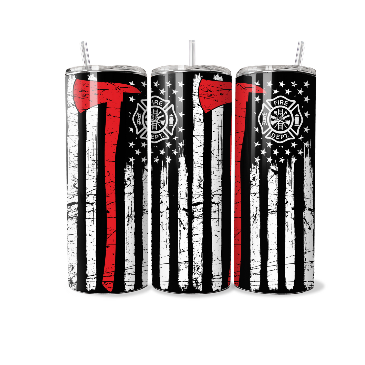 Fire Dept. and Axe- 20 oz Skinny Tumbler
